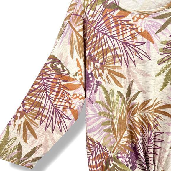 New Democracy Drop Shoulder Twist Hem Tropical Floral Print Shirt Plus Size 3X - Picture 3 of 7